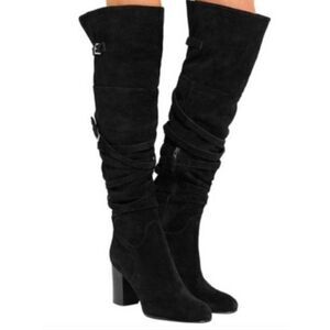 SAM EDELMAN Sable Black Suede Over The Knee Boot Size 9.5M